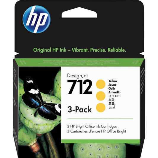 HP 712 Original Inkjet Ink Cartridge - Yellow - 3 / Pack 3ED79A