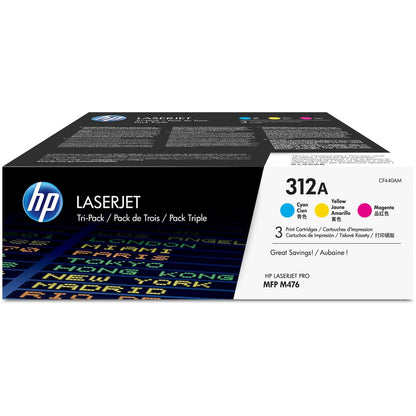 HP 312A (CF440AM) Original Standard Yield Laser Toner Cartridge - Tri-pack - Cyan, Magenta, Yellow - 3 / Carton CF440AM