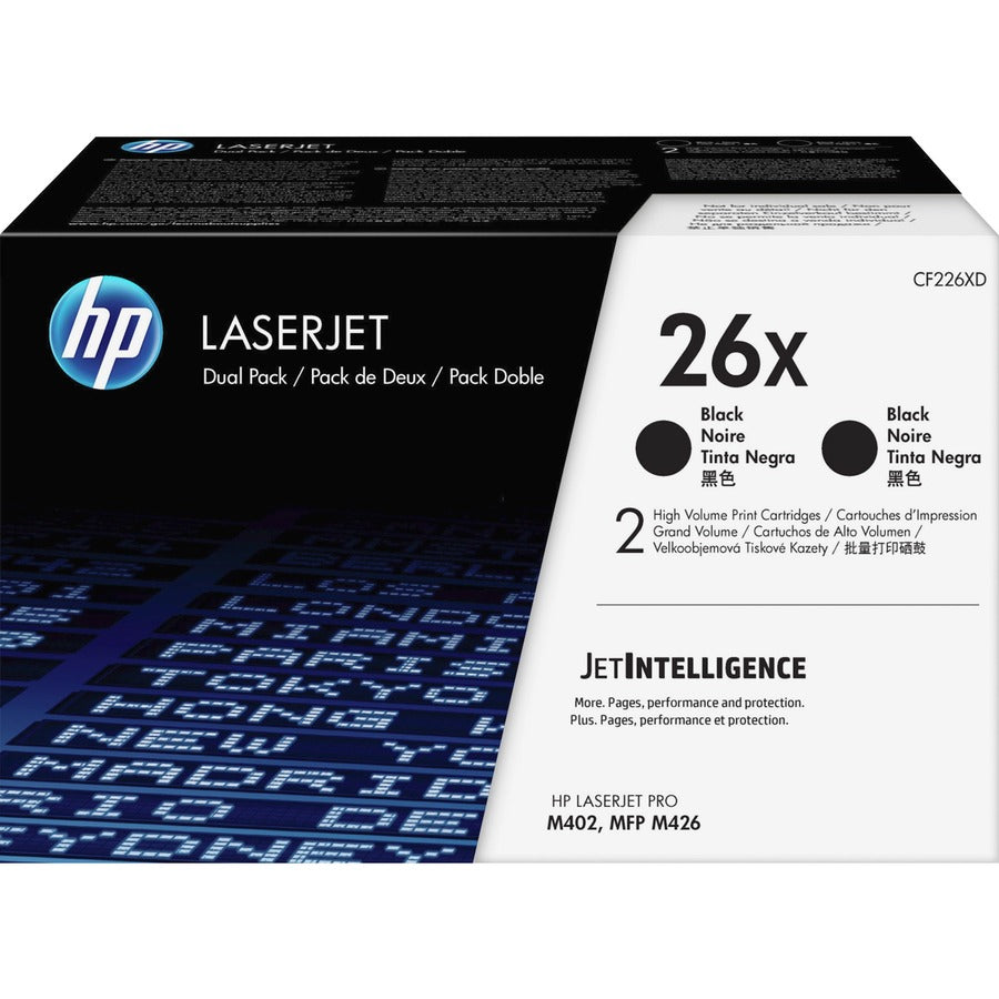 HP 26X (CF226XD) Original High Yield Laser Toner Cartridge - Black - 2 / Carton CF226XD