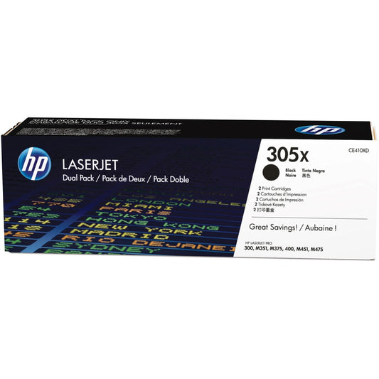 HP 305X (CE410XD) Original High Yield Laser Toner Cartridge - Dual Pack - Black - 2 / Carton CE410XD