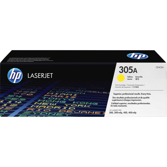 HP 305A (CE412A) Original Standard Yield Laser Toner Cartridge - Single Pack - Yellow - 1 Each CE412A