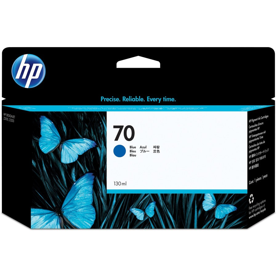 HP 70 (C9458A) Original Inkjet Ink Cartridge - Single Pack - Blue - 1 Each C9458A