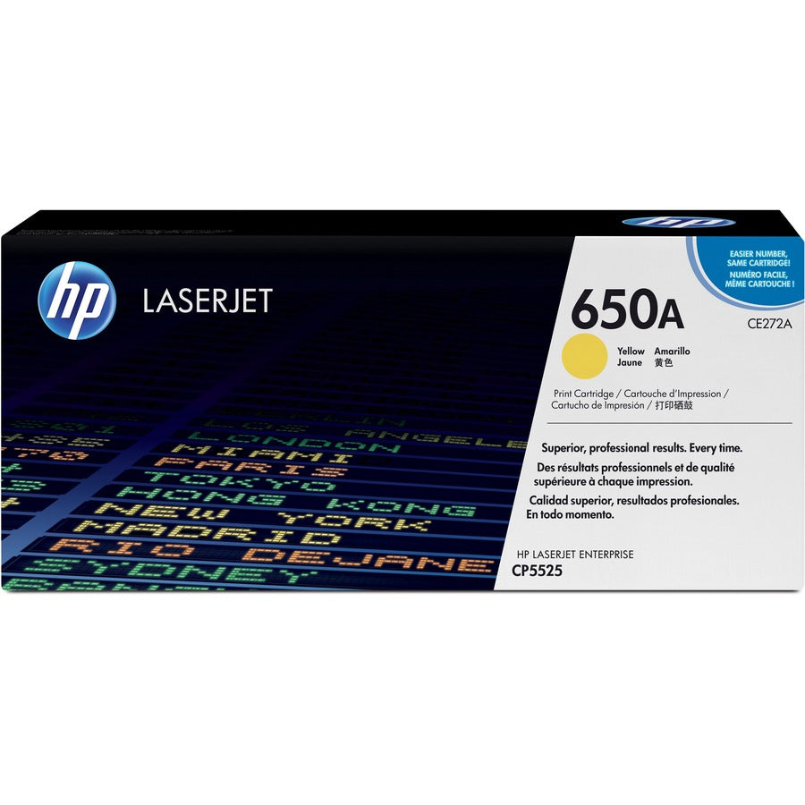 HP 650A (CE272A) Original Laser Toner Cartridge - Single Pack - Yellow - 1 Each CE272A