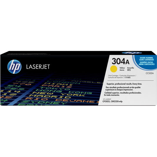 HP 304A (CC532A) Original Standard Yield Laser Toner Cartridge - Single Pack - Yellow - 1 Each CC532A