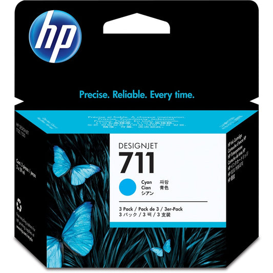 HP 711 (CZ134A) Original Inkjet Ink Cartridge - Multi-pack - Cyan - 3 / Pack CZ134A