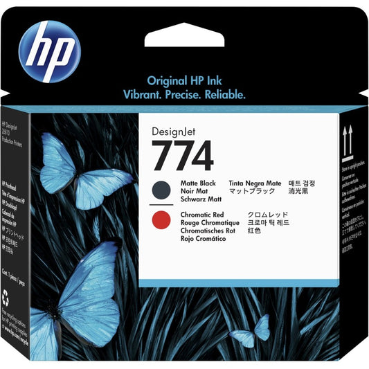 HP 774 Original Inkjet Printhead - Matte Black, Chromatic Red Pack P2V97A