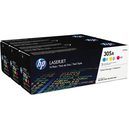 HP 305A CYM (CF370AM) Original Laser Toner Cartridge - Tri-pack - Cyan, Magenta, Yellow - 3 / Carton CF370AM