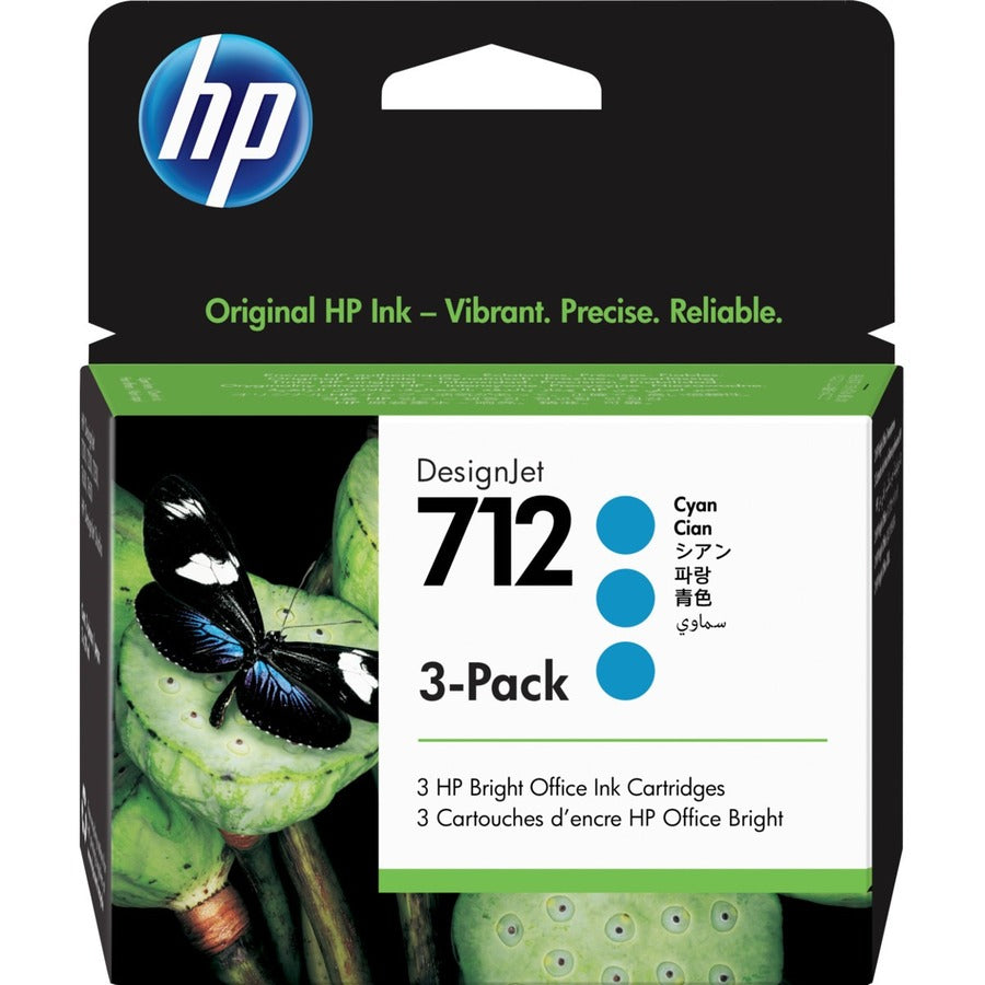 HP 712 Original Inkjet Ink Cartridge - Cyan - 3 / Pack 3ED77A