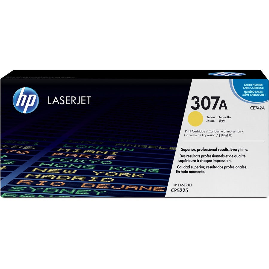 HP 307A (CE742A) Original Laser Toner Cartridge - Single Pack - Yellow - 1 Each CE742A