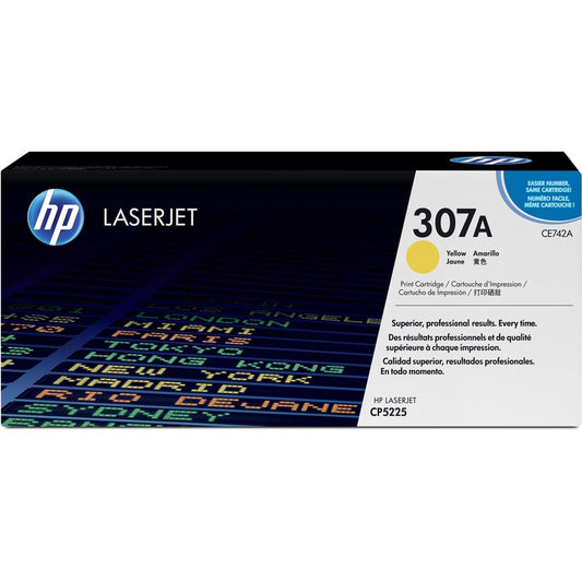 HP 307A (CE742A) Original Laser Toner Cartridge - Single Pack - Yellow - 1 Each CE742A