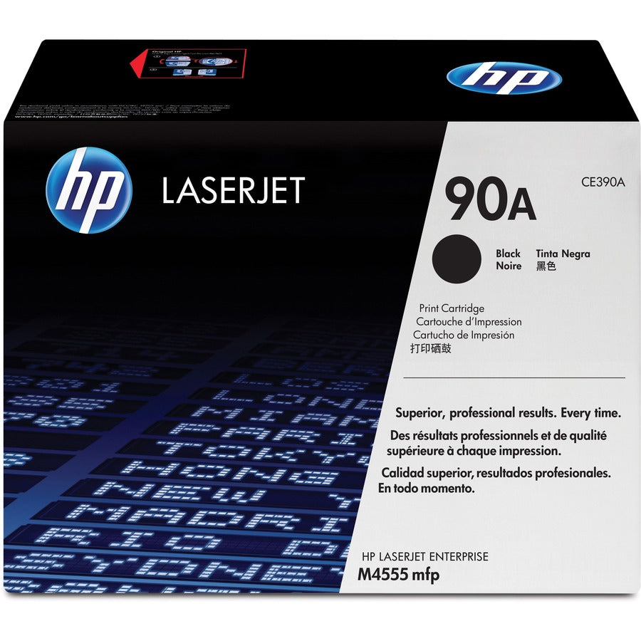 HP 90A (CE390A) Original Standard Yield Laser Toner Cartridge - Single Pack - Black - 1 Each CE390A