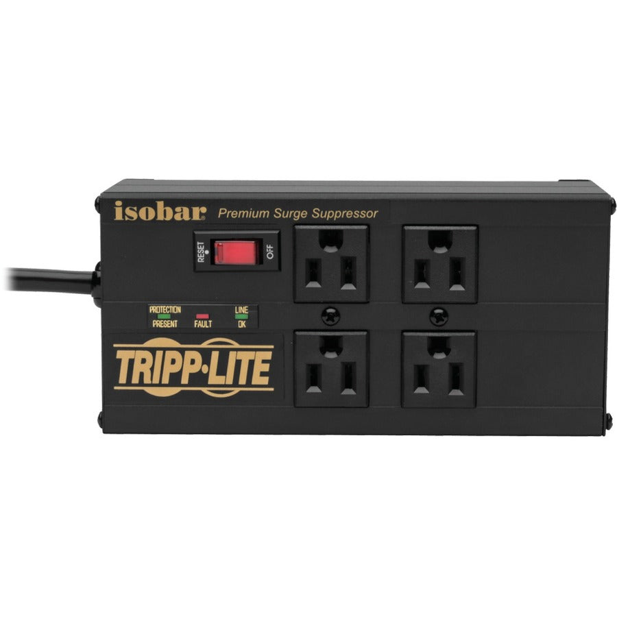 Tripp Lite Isobar Surge Protector Power Strip 4 Outlet 2 USB Charging Ports 8ft Cord - 4 x NEMA 5-15R, 2 x USB - 1440 VA - 3330 J - 120 V AC Input IBAR4ULTRAUSBB