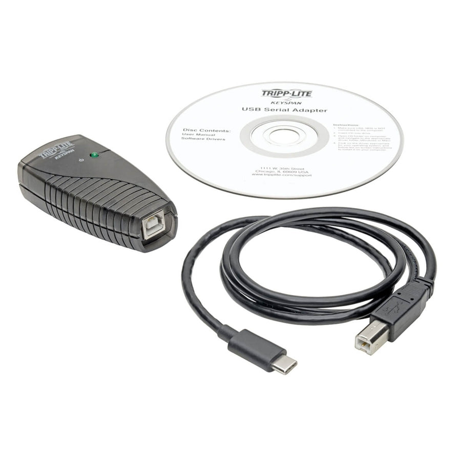 Tripp Lite USB-C to Serial Adapter (DB9) - Keyspan, High-Speed (M/M), Detachable Cable, TAA USA-19HS-C