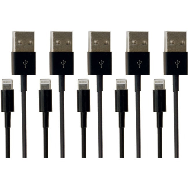 VisionTek Lightning to USB 1 Meter Cable Black 5-Pack (M/M) 900784