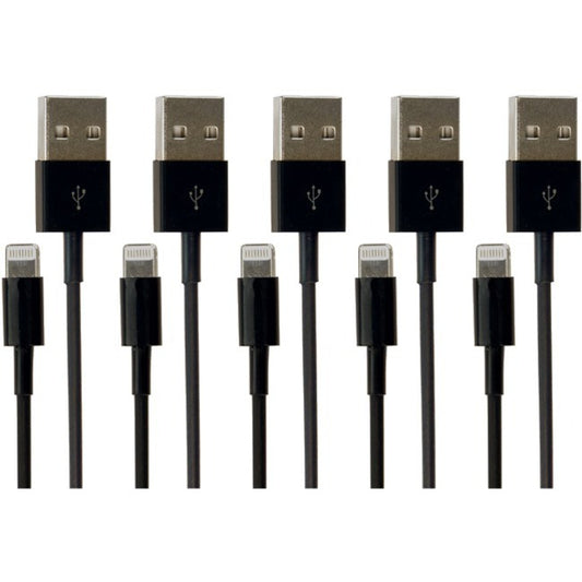 VisionTek Lightning to USB 1 Meter Cable Black 5-Pack (M/M) 900784