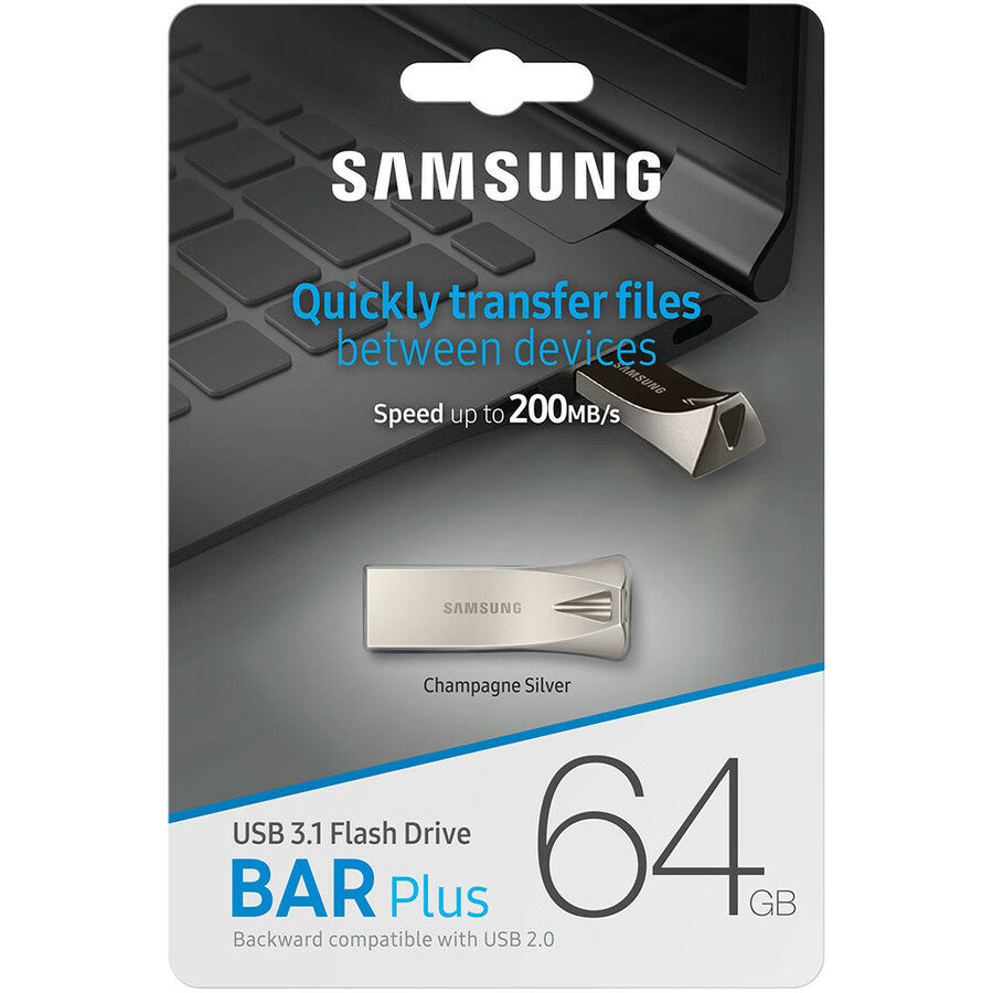 Samsung USB 3.1 Flash Drive BAR Plus 64GB Champagne Silver MUF-64BE3/AM