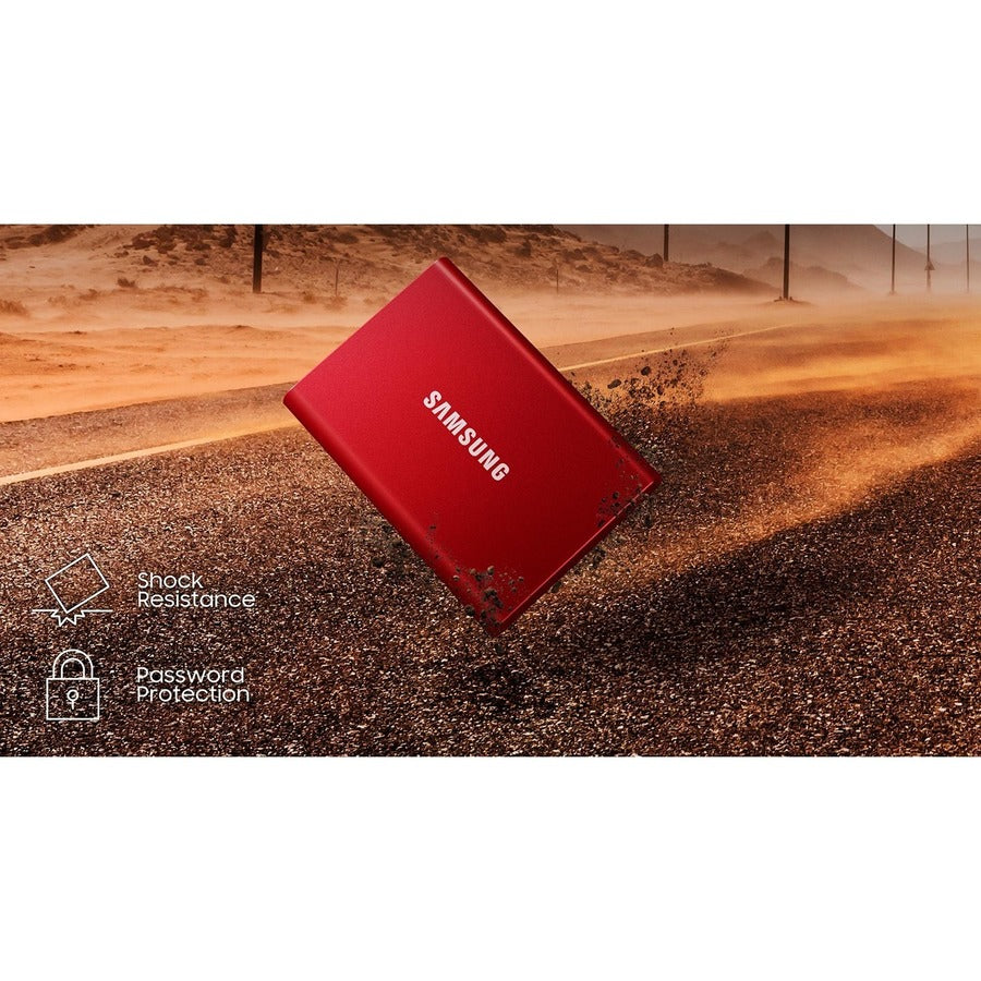 Samsung T7 MU-PC500R/AM 500 GB Portable Solid State Drive - External - PCI Express NVMe - Metallic Red MU-PC500R/AM