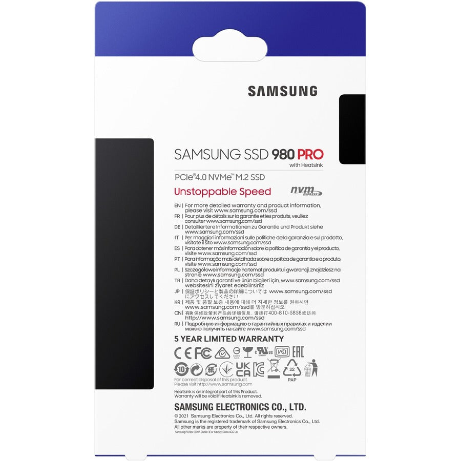 Samsung 980 PRO MZ-V8P1T0CW 1 TB Solid State Drive - M.2 2280 Internal - PCI Express NVMe (PCI Express NVMe 4.0 x4) MZ-V8P1T0CW