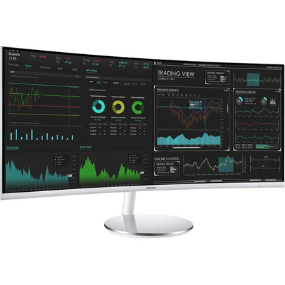 Samsung C34J791WTN 34" Double Full HD (DFHD) Curved Screen Quantum Dot LED LCD Monitor - 21:9 - Silver, White LC34J791WTNXZA