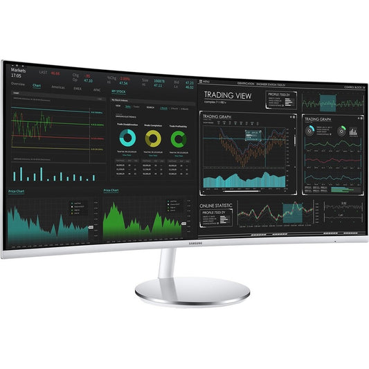 Samsung C34J791WTN 34" Double Full HD (DFHD) Curved Screen Quantum Dot LED LCD Monitor - 21:9 - Silver, White LC34J791WTNXZA