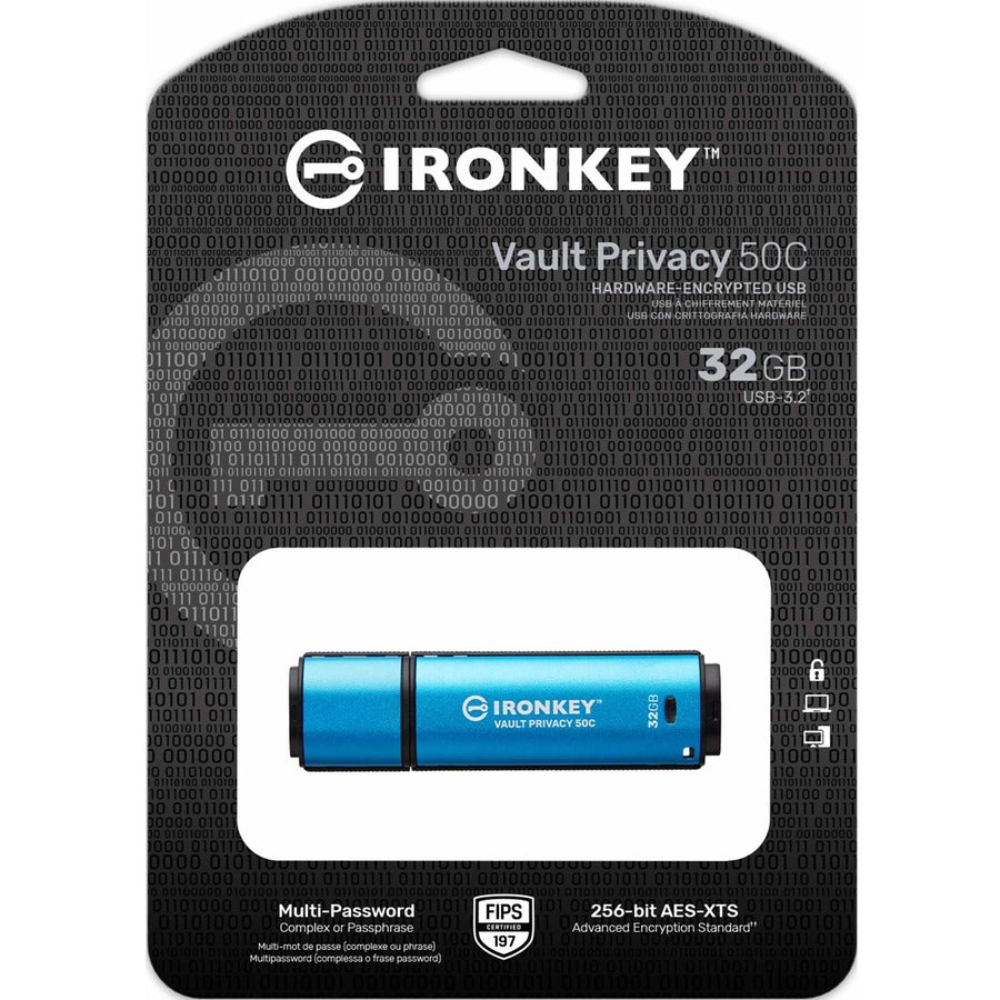 Kingston Vault Privacy 50 Series 32GB USB 3.2 (Gen 1) Type C Flash Drive IKVP50C/32GB