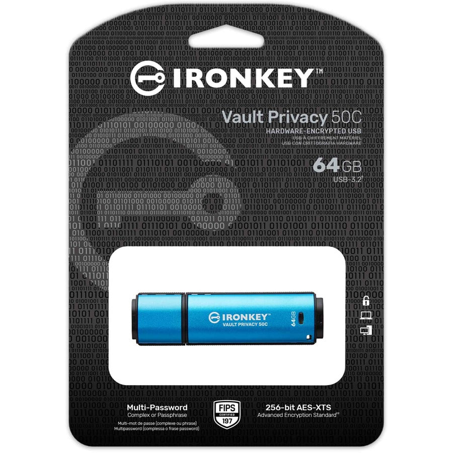 Kingston Vault Privacy 50 Series 64GB USB 3.2 (Gen 1) Type C Flash Drive IKVP50C/64GB