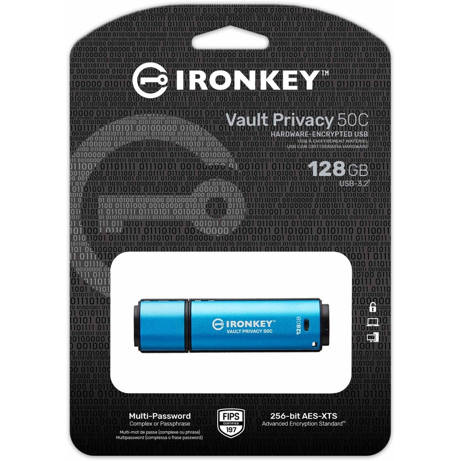 Kingston Vault Privacy 50 Series 128GB USB 3.2 (Gen 1) Type C Flash Drive IKVP50C/128GB