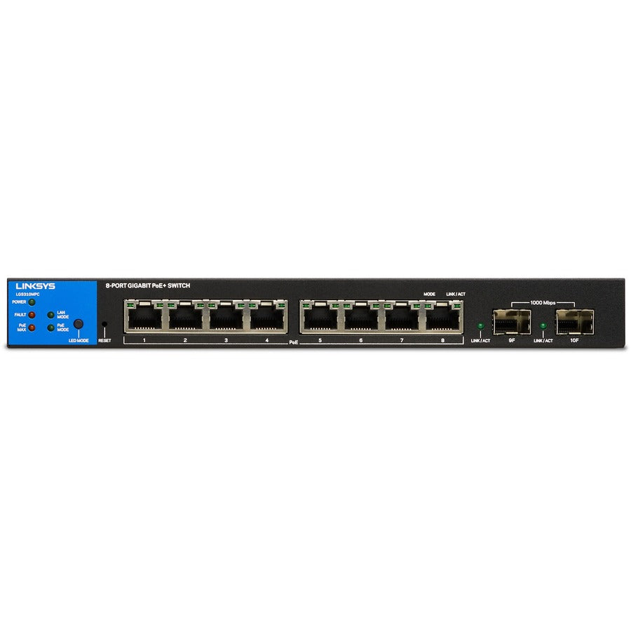 Linksys 8-Port Managed Gigabit PoE+ Switch with 2 1G SFP Uplinks LGS310MPC