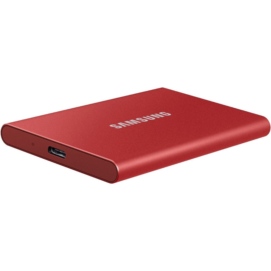 Samsung T7 MU-PC1T0R/AM 1 TB Portable Solid State Drive - External - PCI Express NVMe - Metallic Red MU-PC1T0R/AM