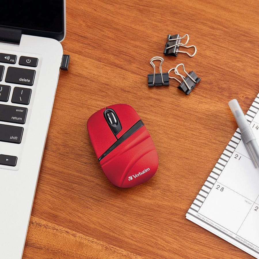 Verbatim Wireless Mini Travel Mouse, Commuter Series - Red 70706