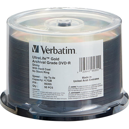 Verbatim UltraLife 95355 DVD Recordable Media - DVD-R - 8x - 4.70 GB - 50 Pack Spindle 95355