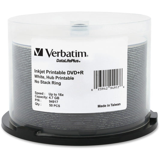 Verbatim DataLifePlus 94917 DVD Recordable Media - DVD+R - 16x - 4.70 GB - 50 Pack Spindle 94917