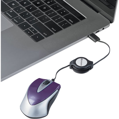 Verbatim USB-C Mini Optical Travel Mouse-Purple 70238