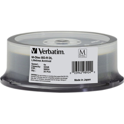 Verbatim Blu-ray Recordable Media - BD-R DL - 8x - 50 GB - 25 Pack Spindle 98924