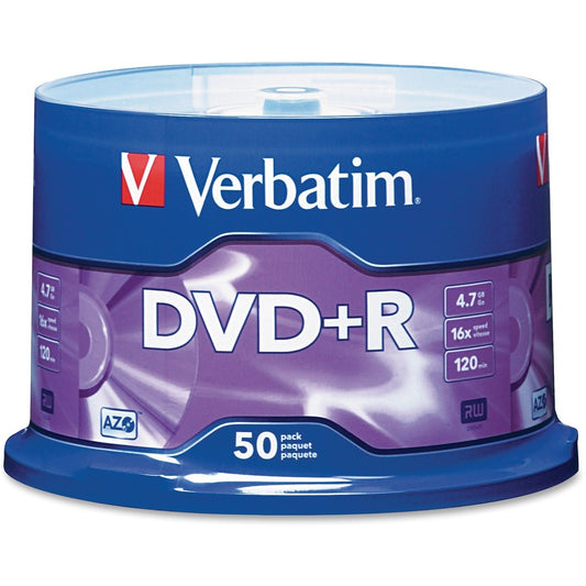 Verbatim AZO DVD+R 4.7GB 16X with Branded Surface - 50pk Spindle 95037