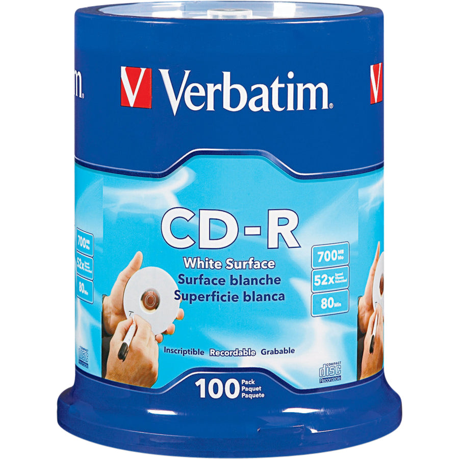 Verbatim CD Recordable Media - CD-R - 52x - 700 MB - 400 Pack Spindle 94712-4X100PK