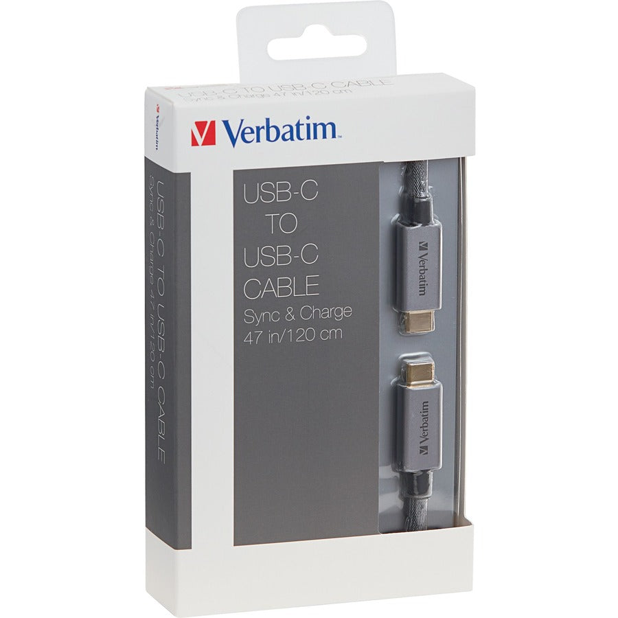 Verbatim USB-C to USB-C Cable - 47 in. Braided Black 99674