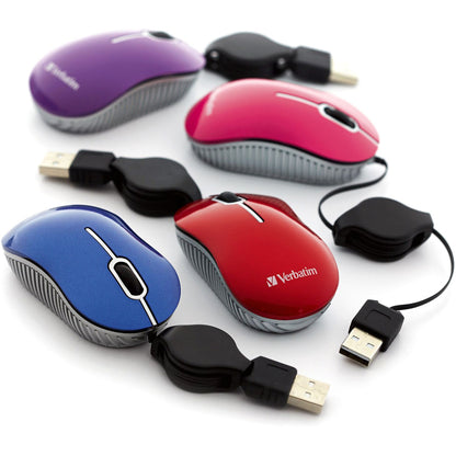 Verbatim Mini Travel Optical Mouse, Commuter Series - Red 98619