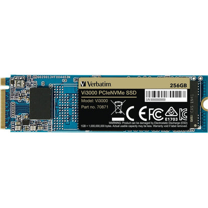 Verbatim Vi3000 256 GB Solid State Drive - M.2 2280 Internal - PCI Express NVMe (PCI Express NVMe 3.0 x4) 70871