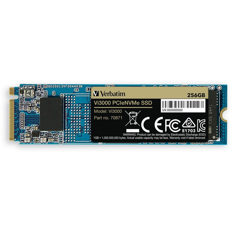 Verbatim Vi3000 256 GB Solid State Drive - M.2 2280 Internal - PCI Express NVMe (PCI Express NVMe 3.0 x4) 70871