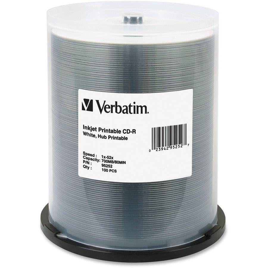 Verbatim 95252 CD Recordable Media - CD-R - 52x - 700 MB - 100 Pack Spindle 95252