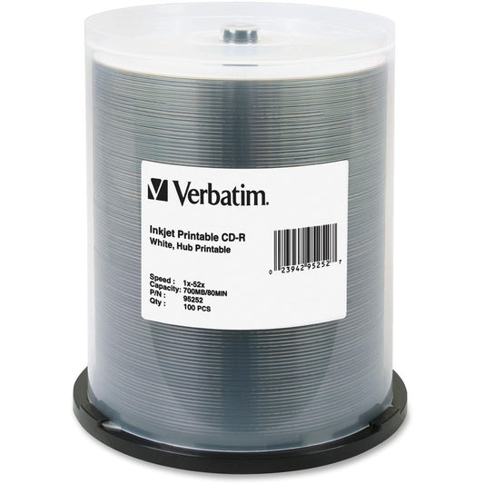 Verbatim 95252 CD Recordable Media - CD-R - 52x - 700 MB - 100 Pack Spindle 95252