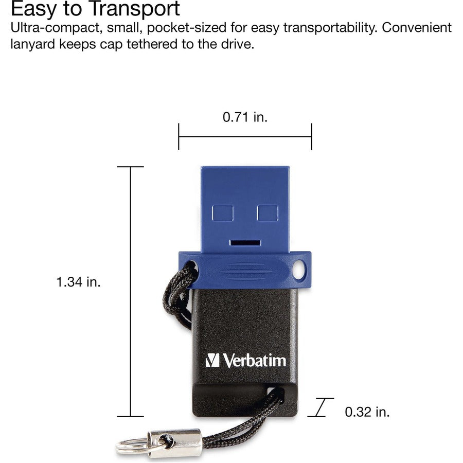 Verbatim 32GB Store 'n' Go Dual USB 3.0 Flash Drive for USB-C Devices - Blue 99154