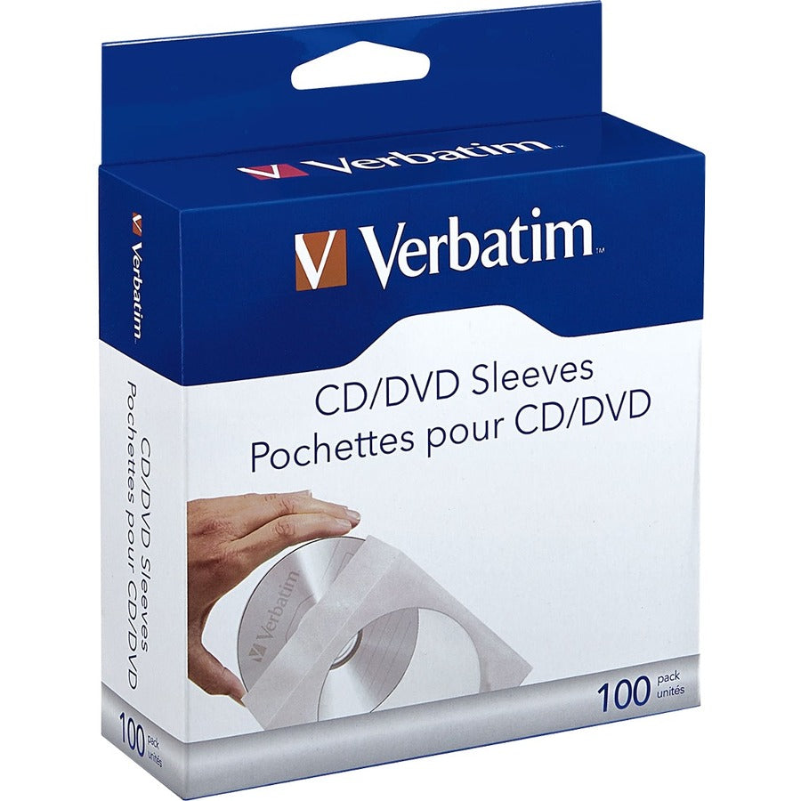 Verbatim CD/DVD Paper Sleeves with Clear Window - 100pk Box 49976