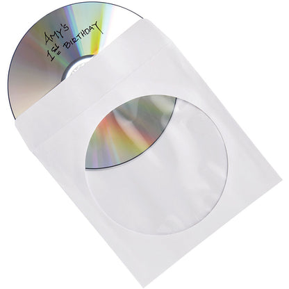 Verbatim CD/DVD Paper Sleeves with Clear Window - 100pk Box 49976