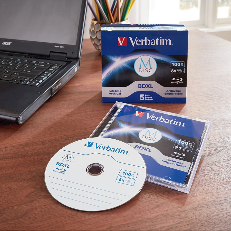 Verbatim Blu-ray Recordable Media - BDXL - 6x - 100 GB - 5 Pack Jewel Case 98913