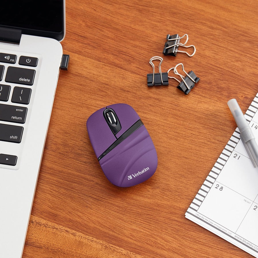 Verbatim Wireless Mini Travel Mouse, Commuter Series - Purple 70707