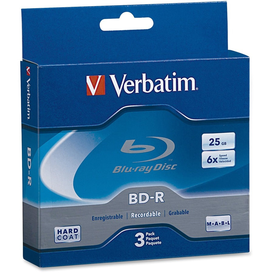 Verbatim BD-R 25GB 6X with Branded Surface - 3pk Jewel Case Box 97341