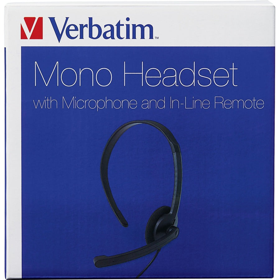 Verbatim Mono Headset with Microphone and In-Line Remote 70722