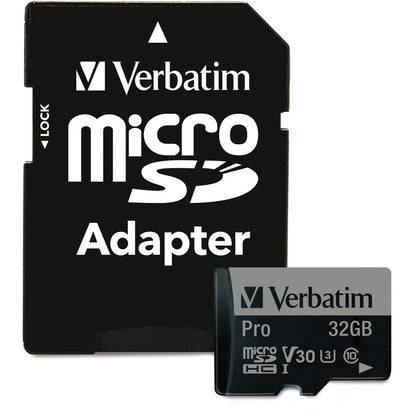 Verbatim 32GB Pro 600X microSDHC Memory Card with Adapter, UHS-I V30 U3 Class 10 47041